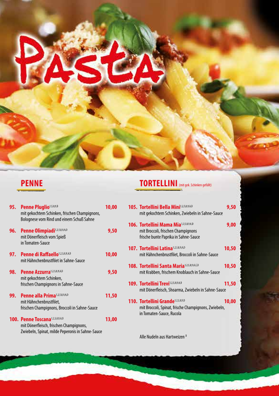 Speisekarte, Bistrorante Toscana Epe