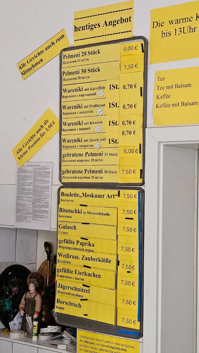 Speisekarte, Restaurant Zum Samowar