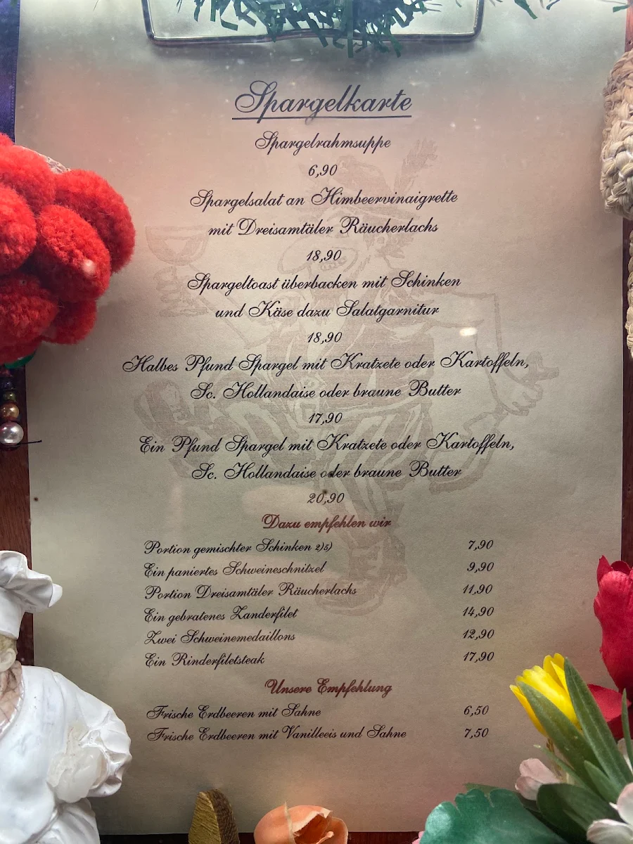 Speisekarte, Gasthaus zum Rauhen Mann