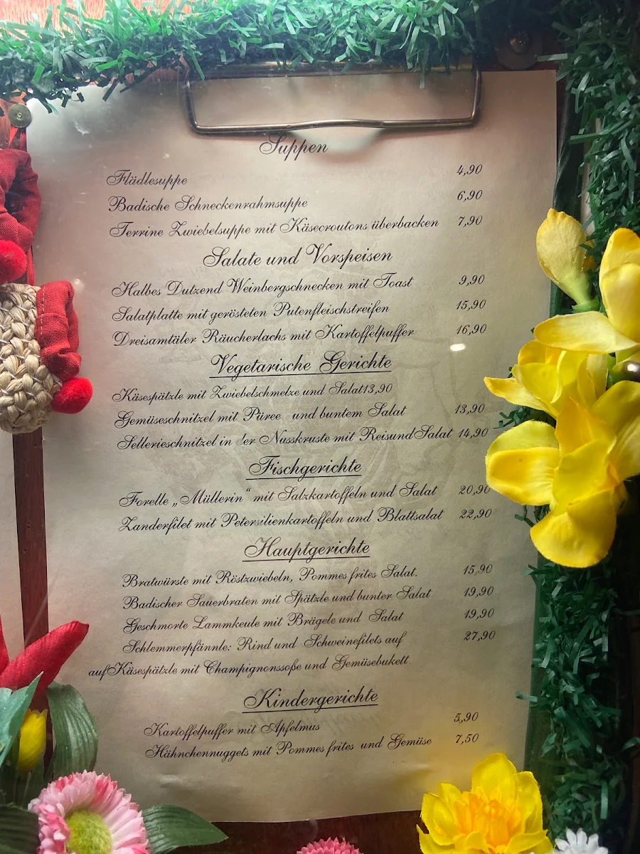 Speisekarte, Gasthaus zum Rauhen Mann