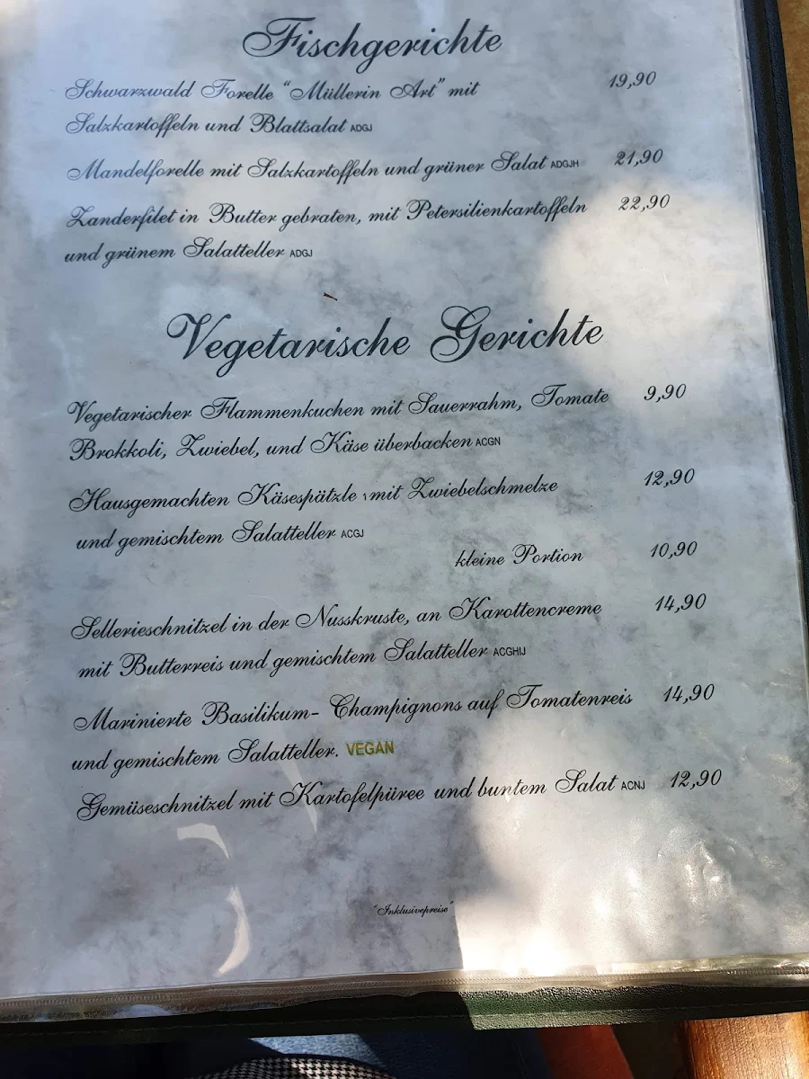 Speisekarte, Gasthaus zum Rauhen Mann