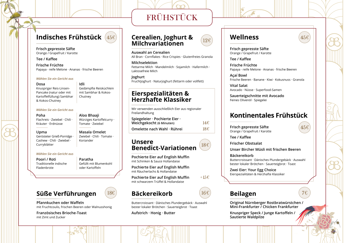 Speisekarte, Bombay Brasserie