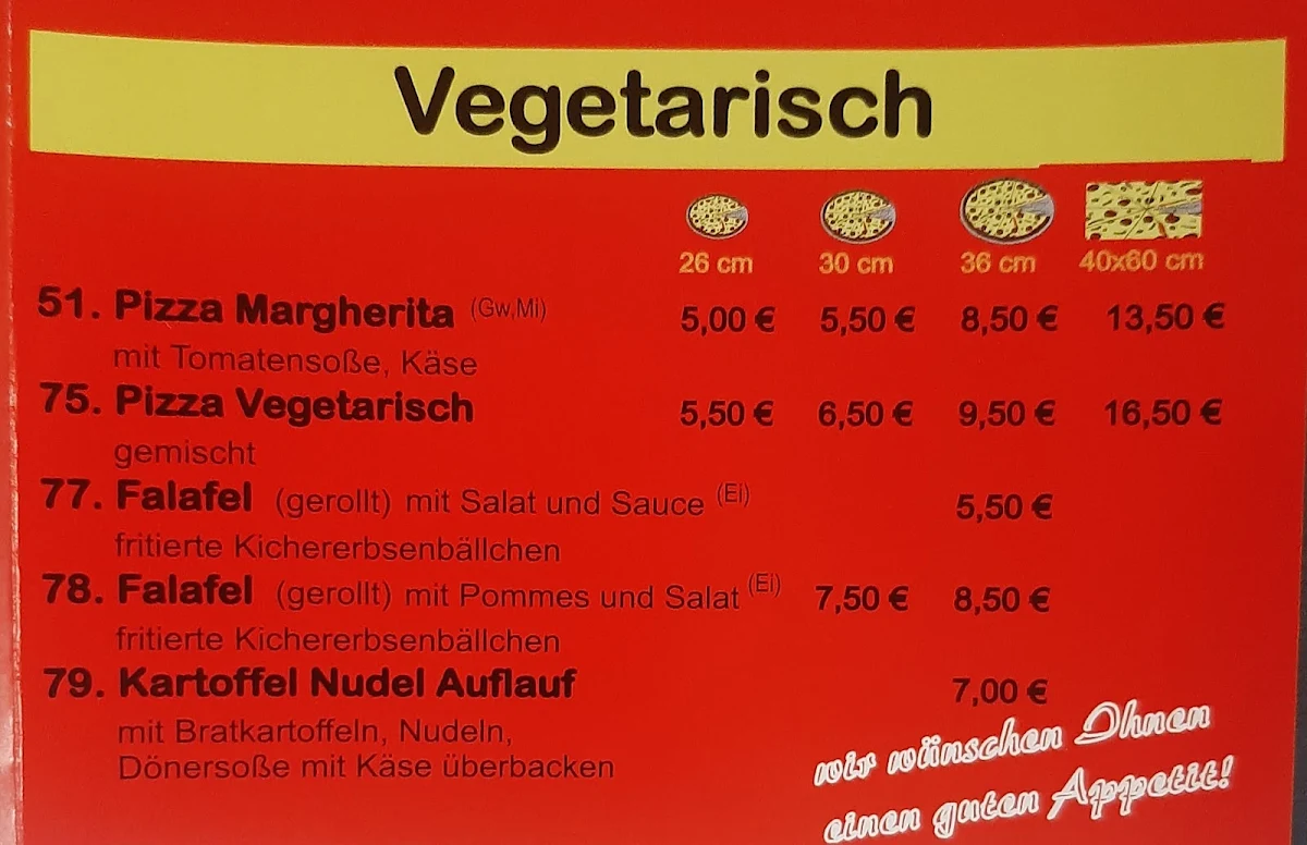 Speisekarte, Schaumberger Kebab Haus