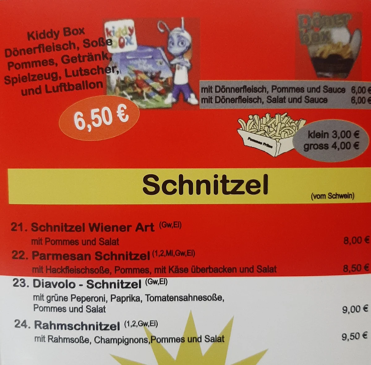 Speisekarte, Schaumberger Kebab Haus