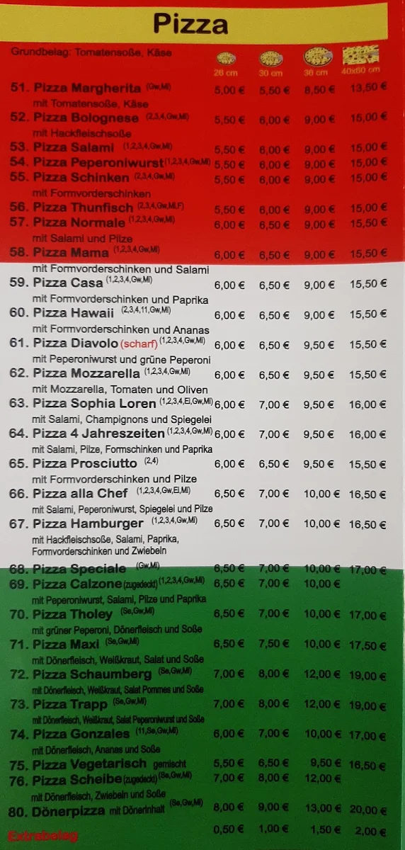 Speisekarte, Schaumberger Kebab Haus