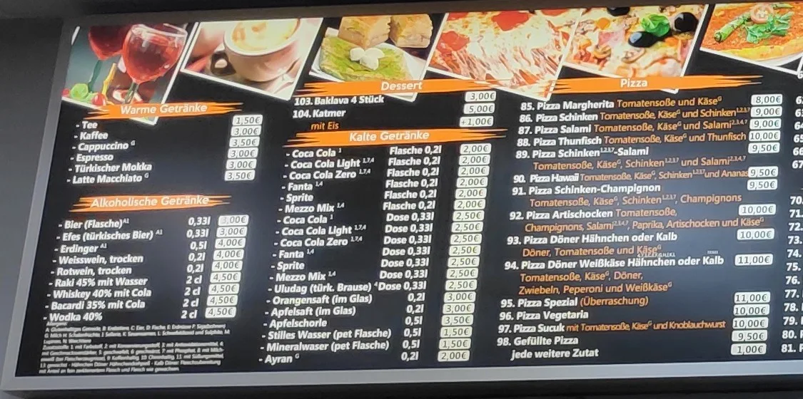 Speisekarte, Malatya Grill