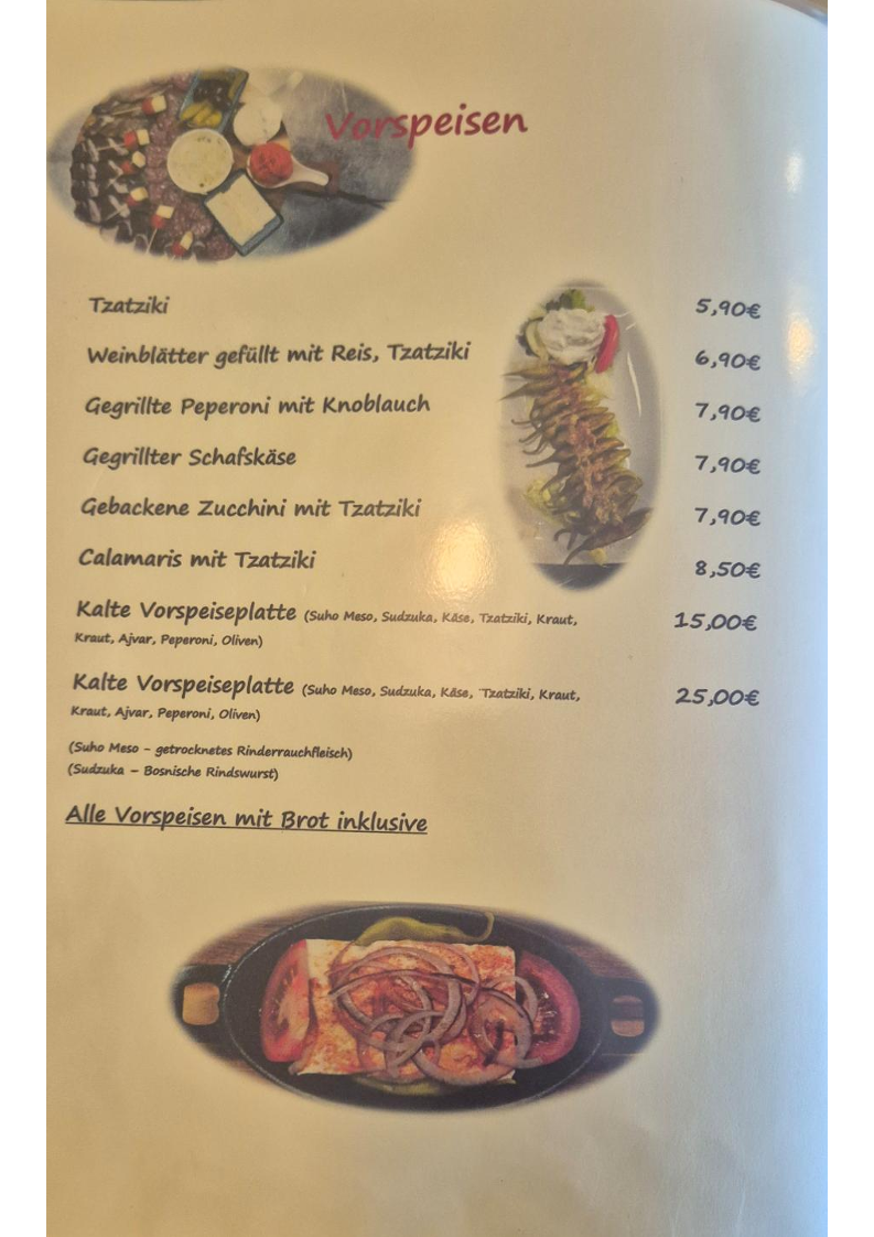 Speisekarte, A&M BALKAN GRILL