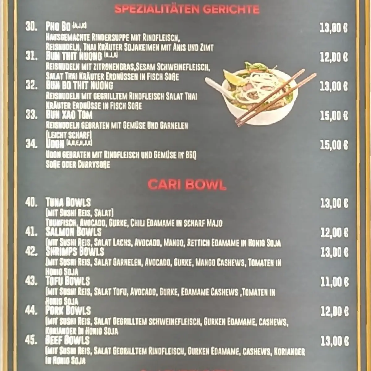 Speisekarte, Imbiss Cari Quán - Asiatische Küche und Sushi Bar Ruhpolding