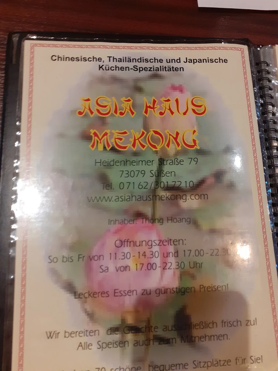 Speisekarte, Asia Haus Mekong