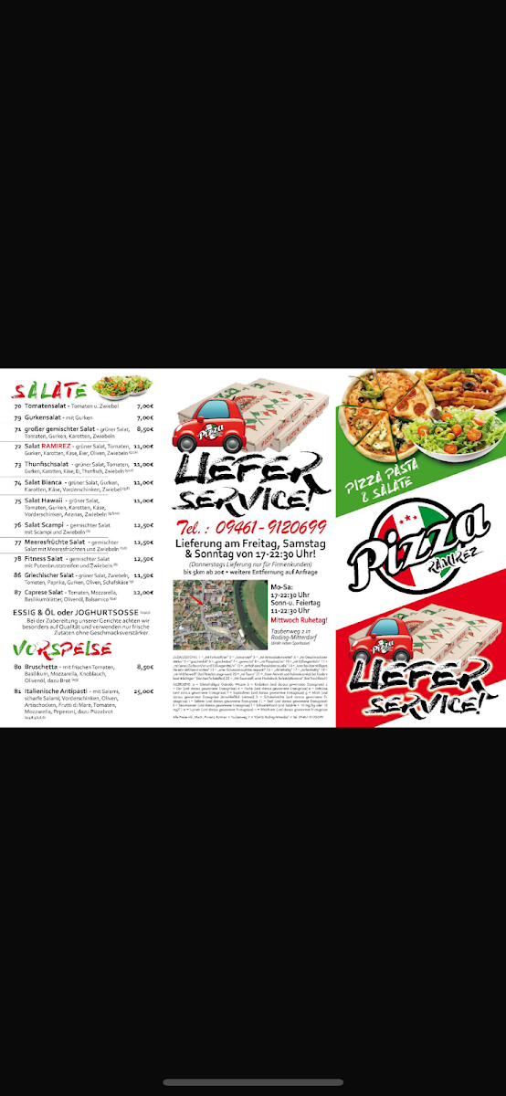 Speisekarte, Pizza Ramirez