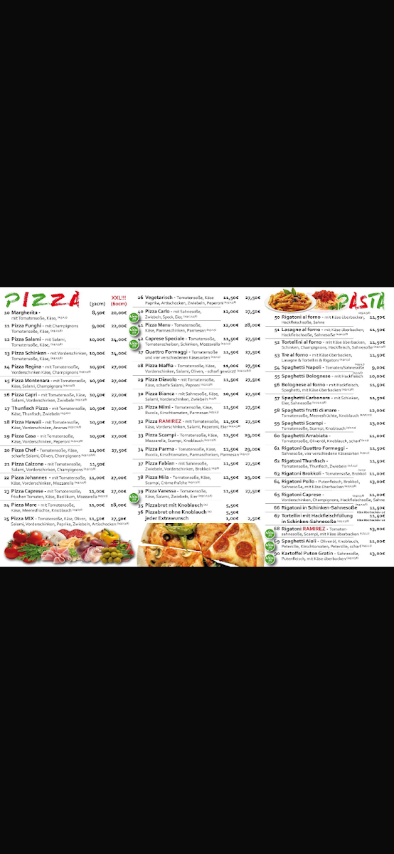 Speisekarte, Pizza Ramirez