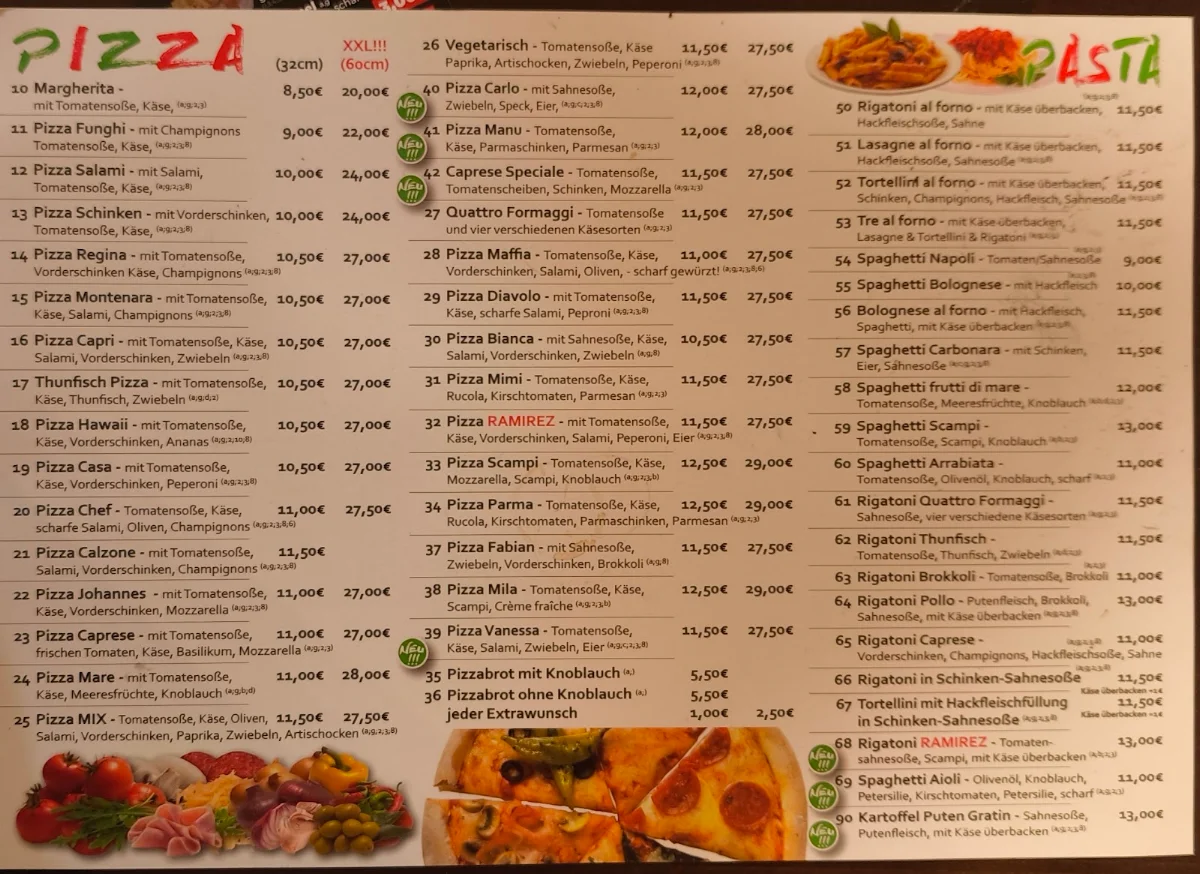 Speisekarte, Pizza Ramirez