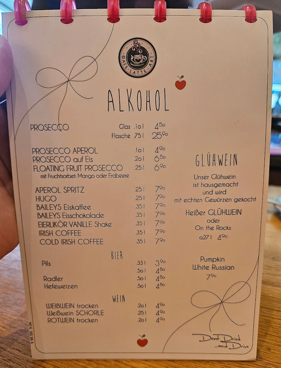 Speisekarte, Café Latte Art