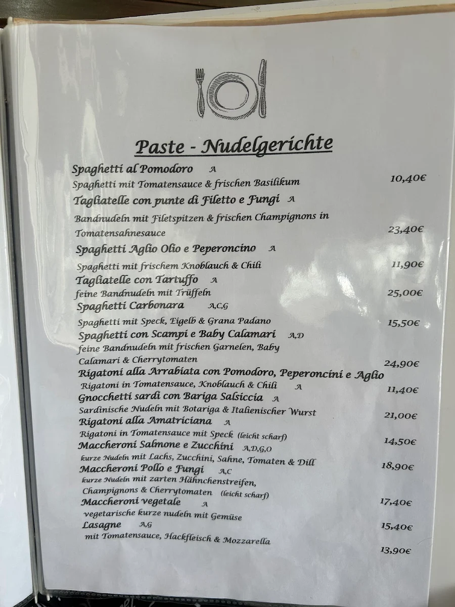 Speisekarte, Trattoria da Giuseppe e Salvatore