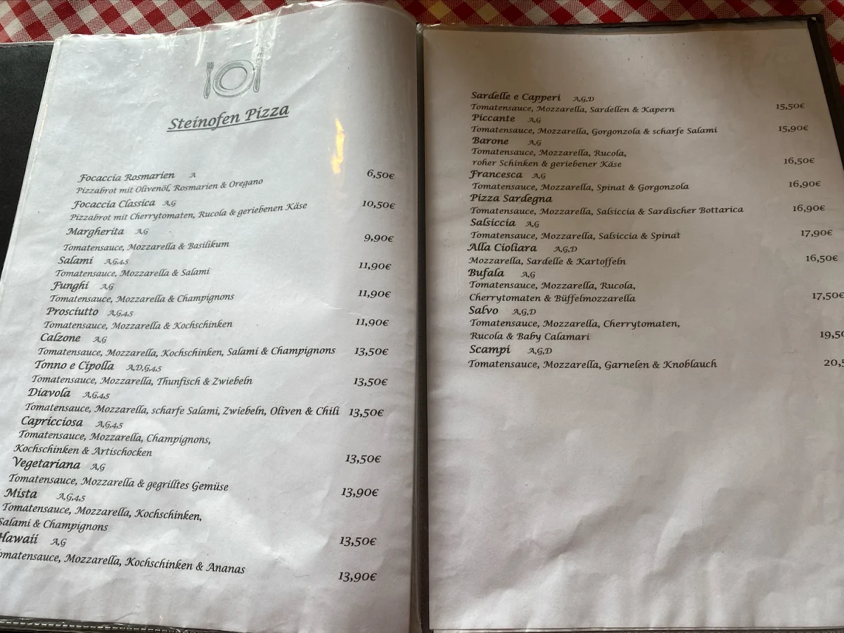 Speisekarte, Trattoria da Giuseppe e Salvatore
