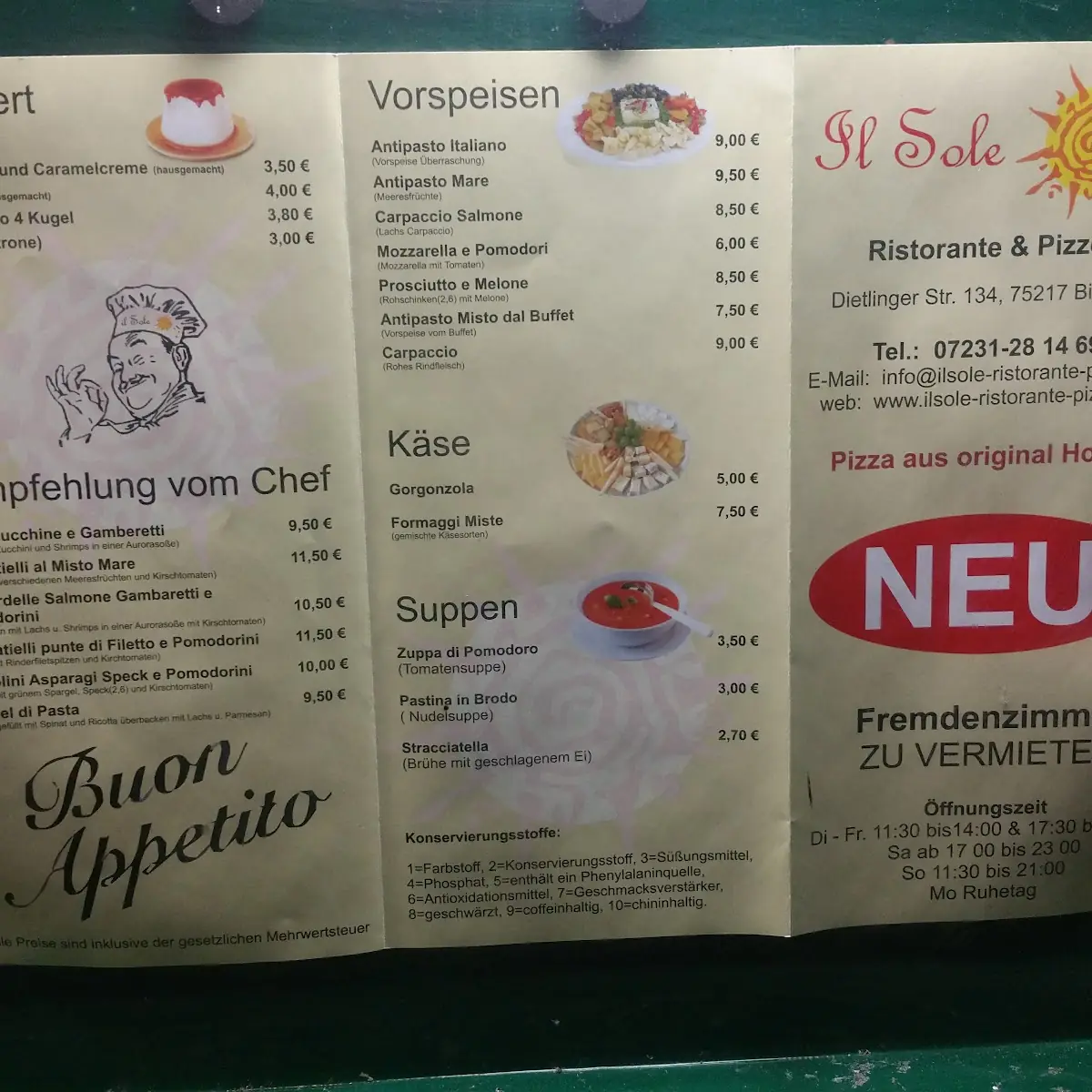 Speisekarte, Il Sole