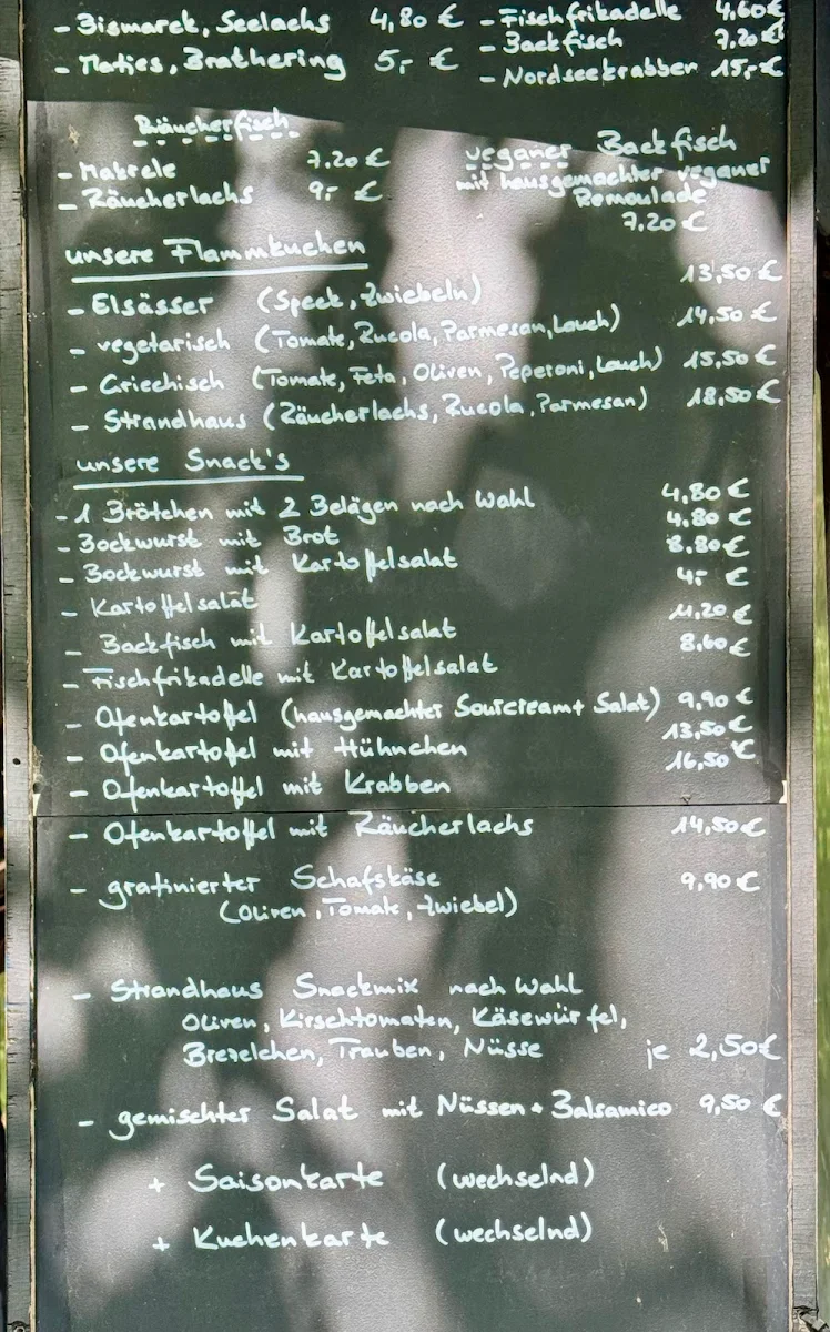 Speisekarte, Brücke 10 im Strandhaus