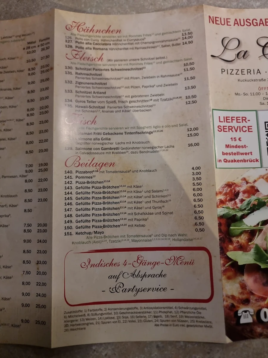 Speisekarte, La Cucina