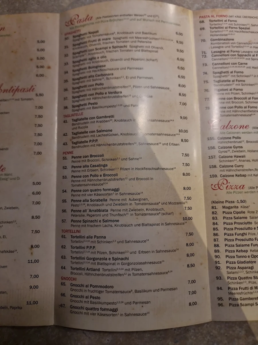 Speisekarte, La Cucina