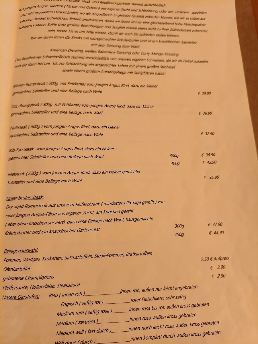 Speisekarte, Restaurant Golsch