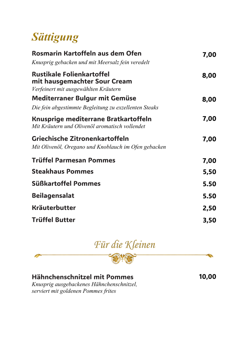 Speisekarte, An-Gus Steak & Mediterrane Küche - Lippstadt