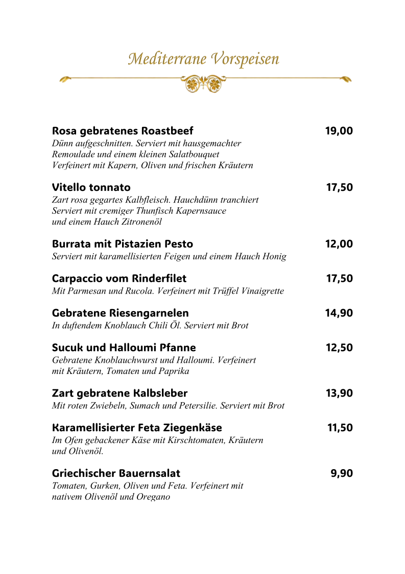 Speisekarte, An-Gus Steak & Mediterrane Küche - Lippstadt