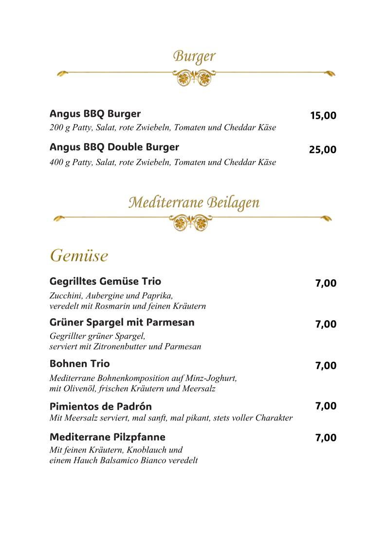 Speisekarte, An-Gus Steak & Mediterrane Küche - Lippstadt