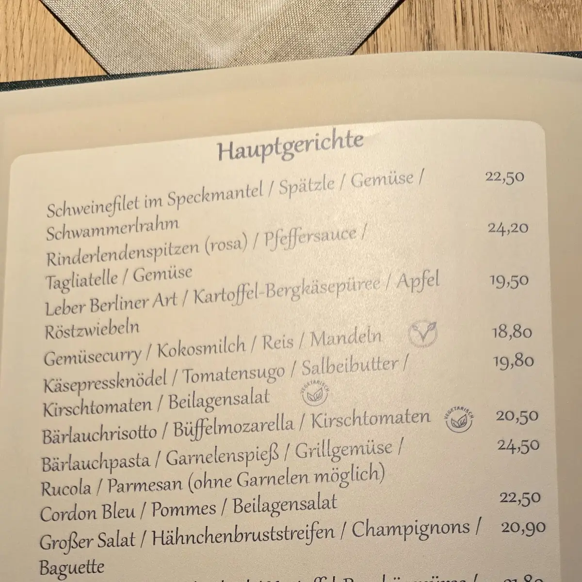 Speisekarte, Malzstadel