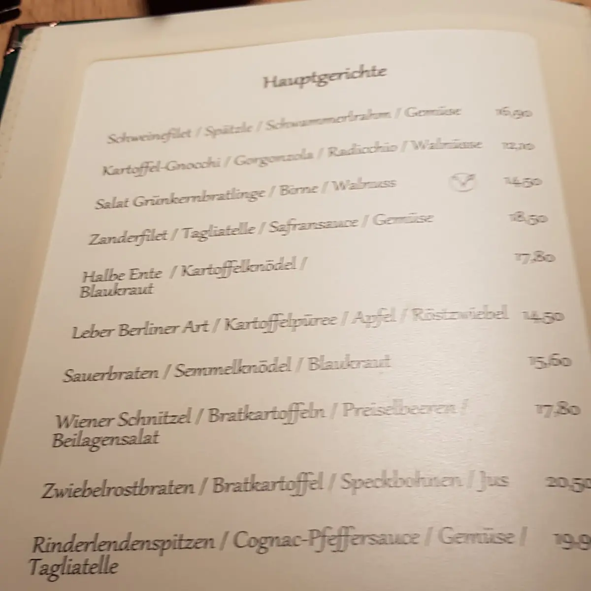 Speisekarte, Malzstadel