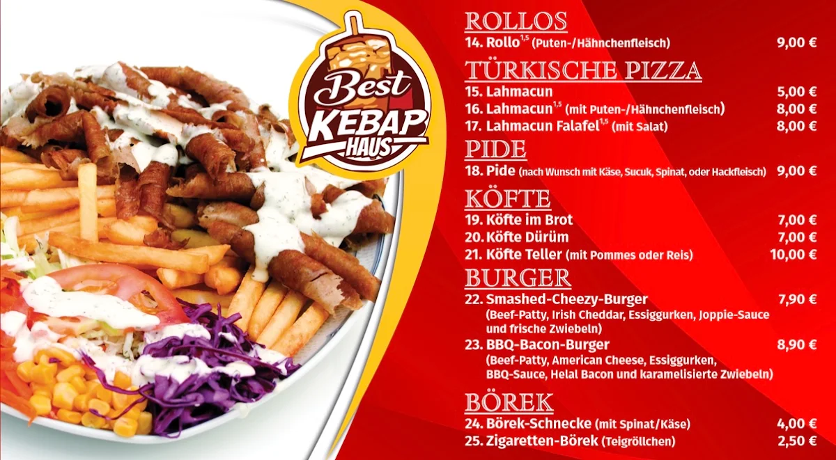 Speisekarte, Best Kebap Haus