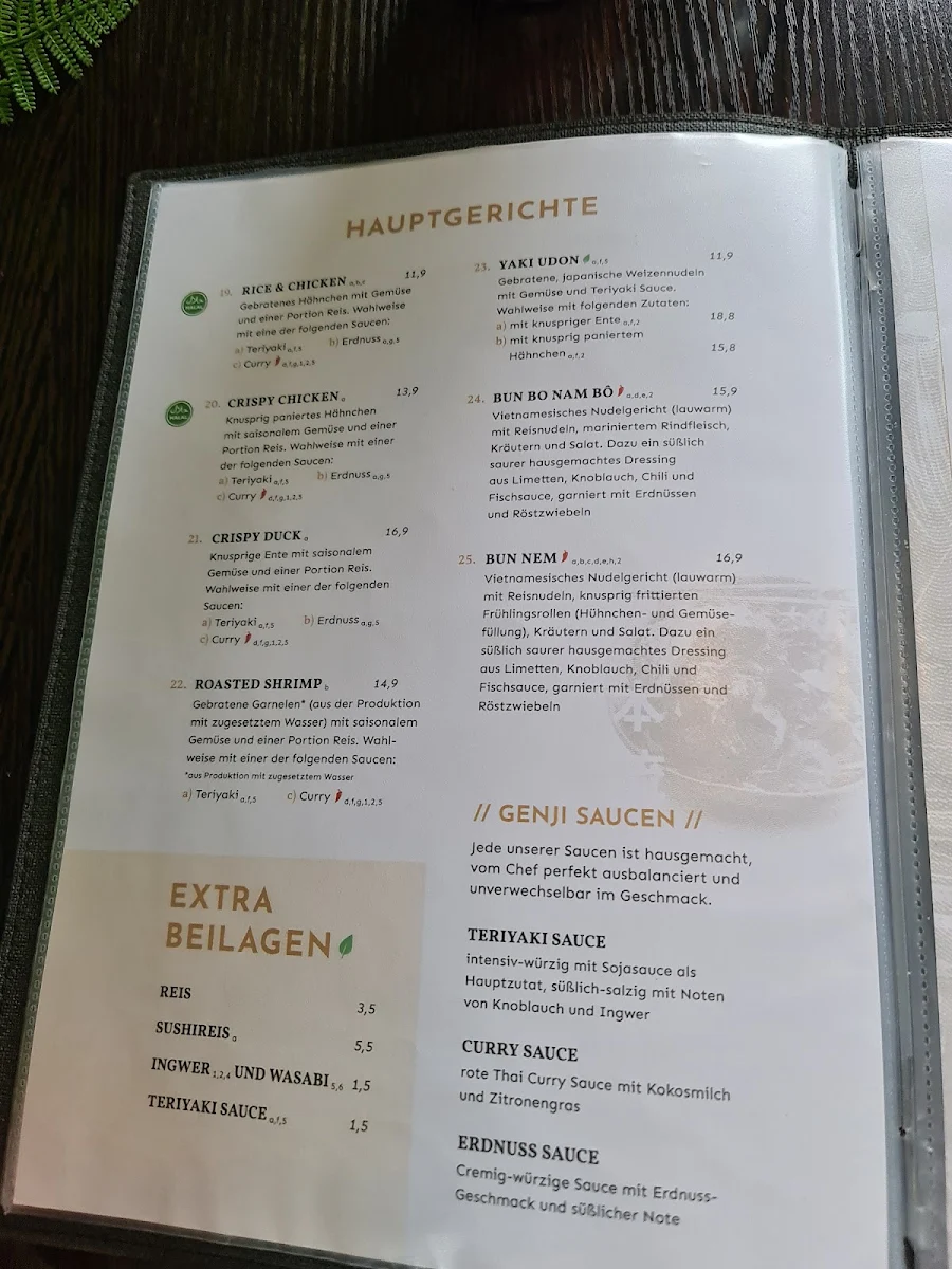 Speisekarte, GENJI Sushi