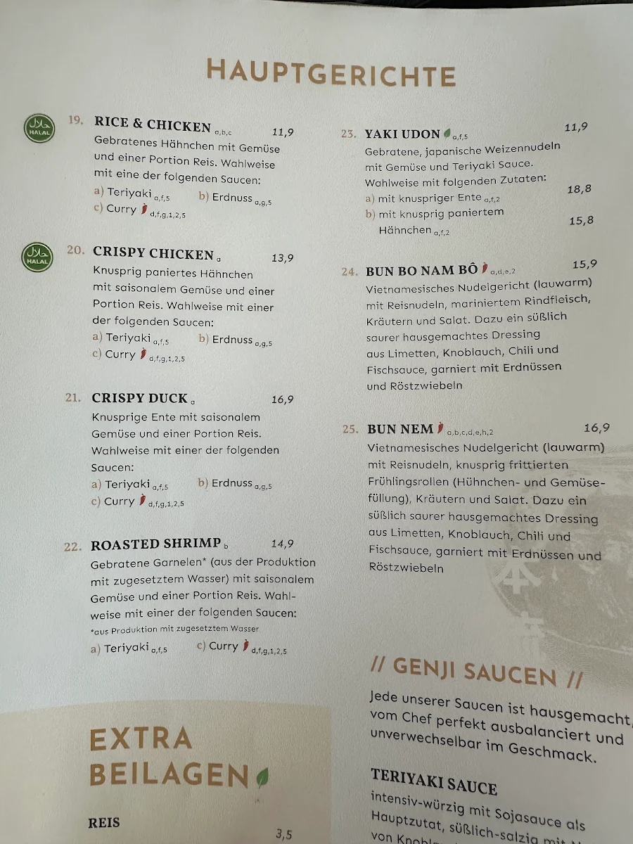 Speisekarte, GENJI Sushi