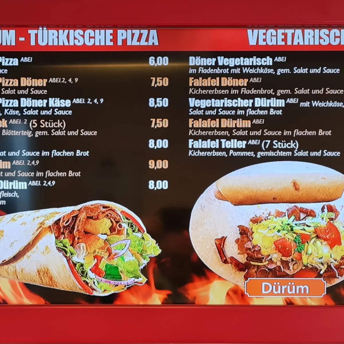 Speisekarte, Devran's Döner Ecke