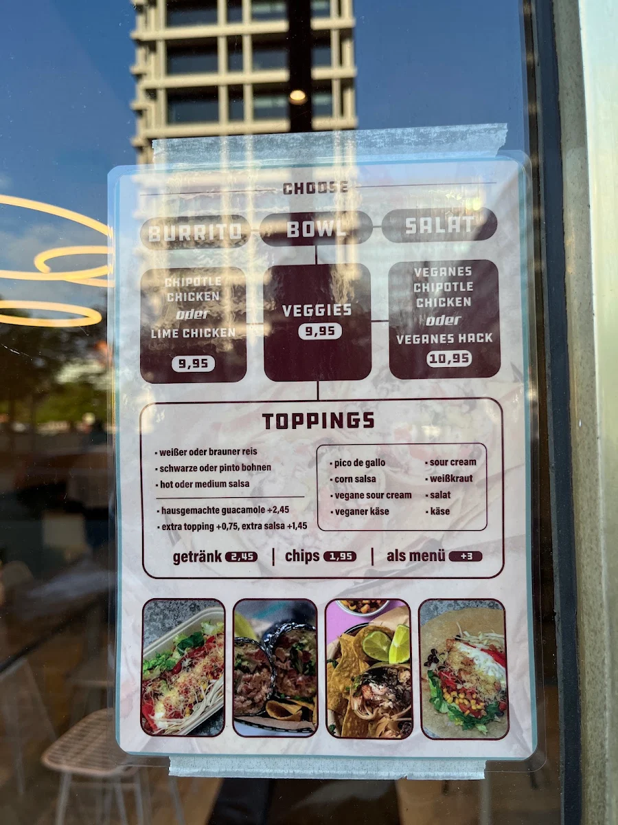 Speisekarte, Burrico Innenstadt