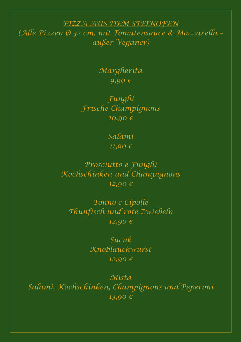 Speisekarte, MEZZALUNA