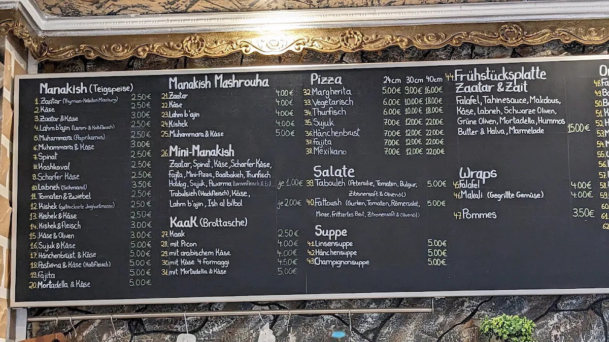 Speisekarte, Zaatar & Zait