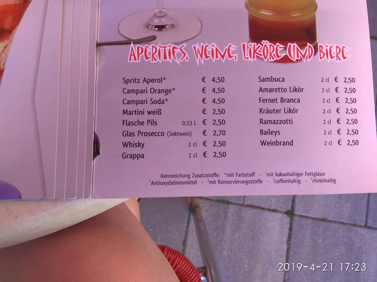 Speisekarte, Eiscafé Venezia