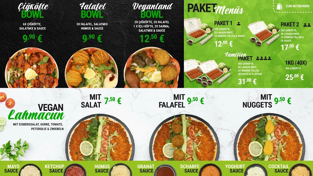 Speisekarte, VeganLand Cigköfte Bielefeld-Innenstadt