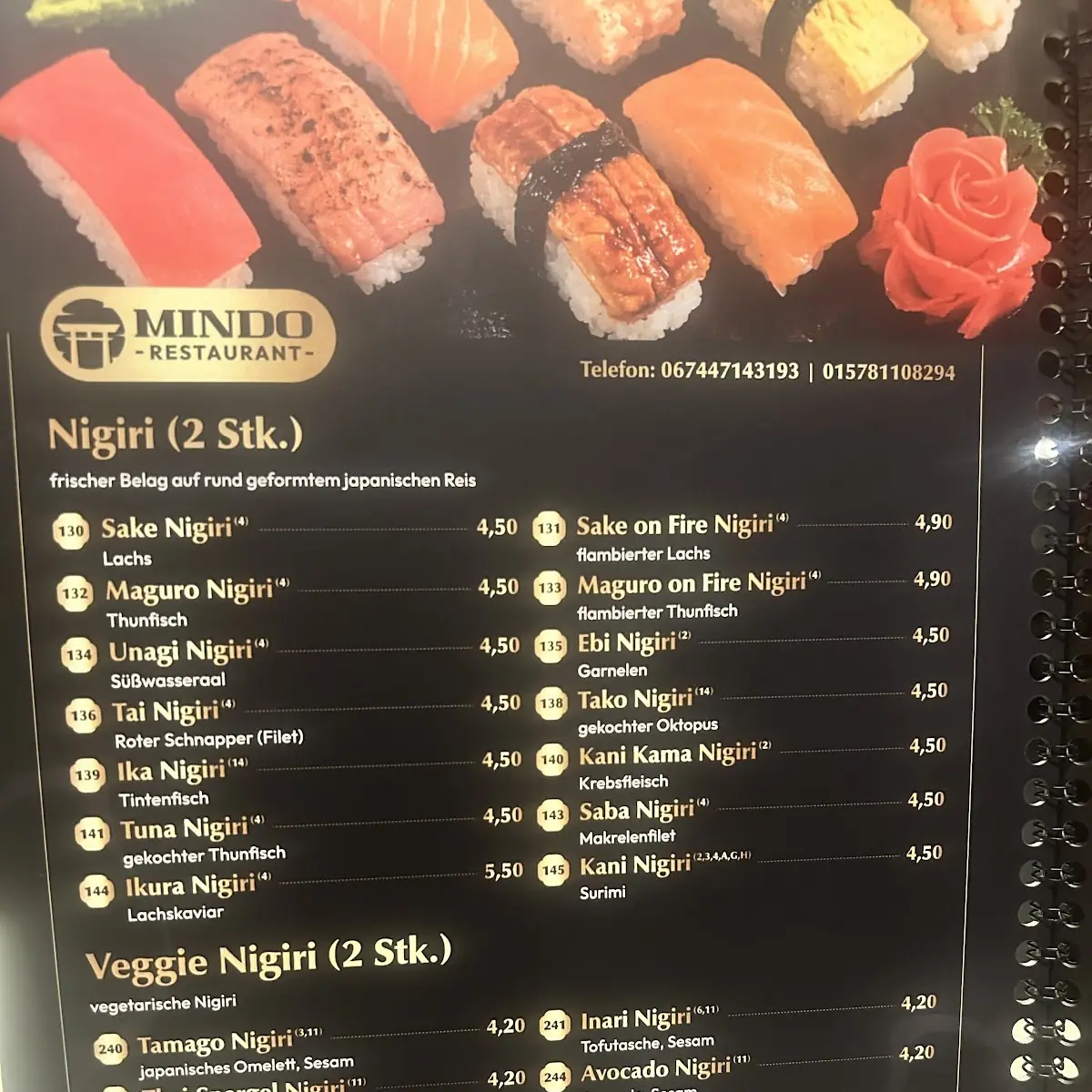 Speisekarte, Mindo Restaurant