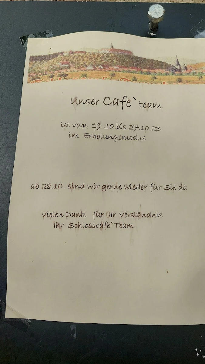 Speisekarte, Schlosscafé Sternenstaub