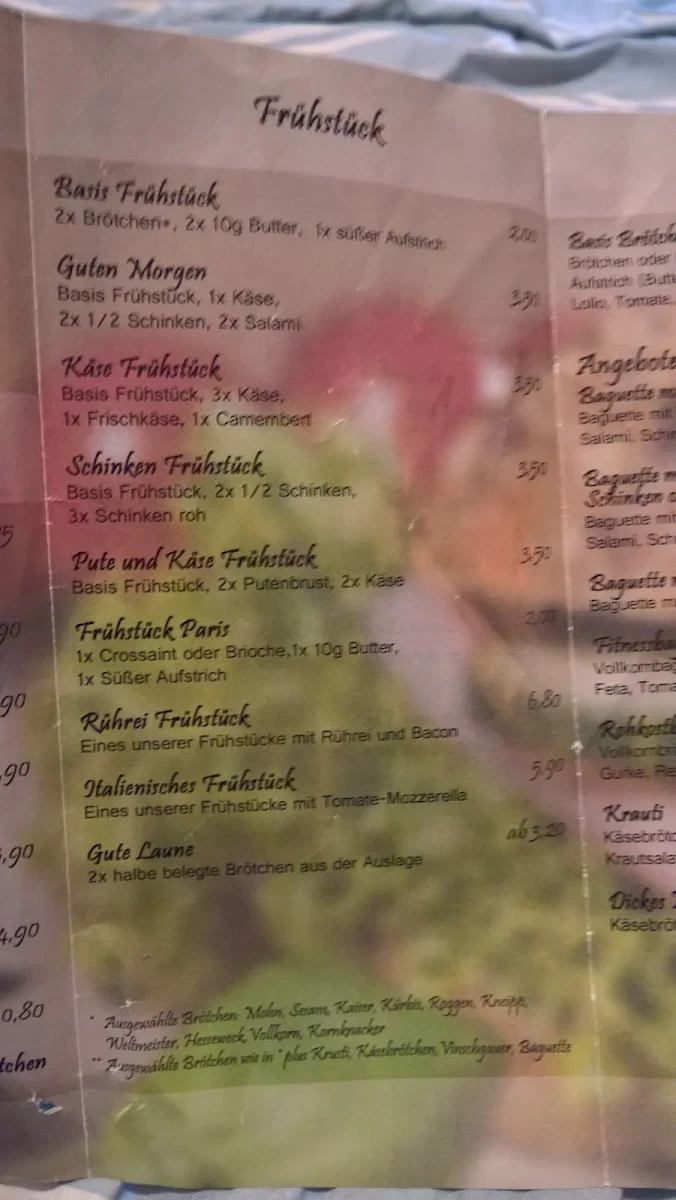 Speisekarte, Bäcker Mack Rechtenbach