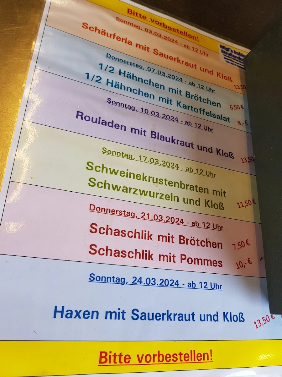 Speisekarte, Migi's Imbiss