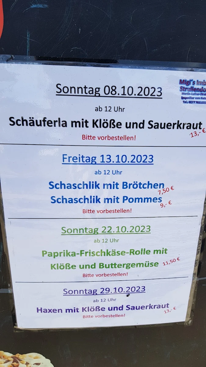 Speisekarte, Migi's Imbiss