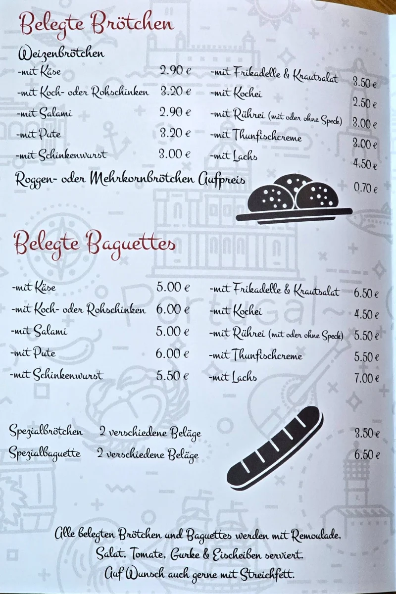 Speisekarte, 3 Senhoras