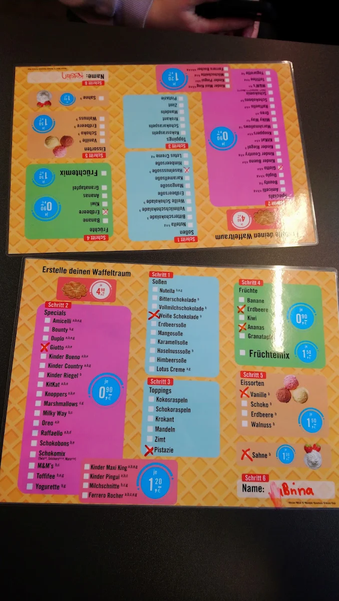 Speisekarte, Waffeltraum
