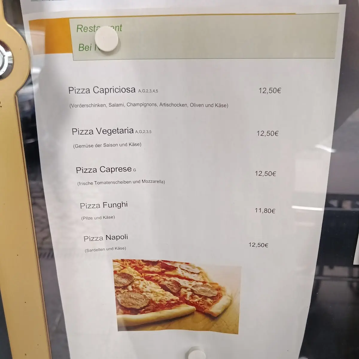 Speisekarte, Restaurant bei Nina Möglingen