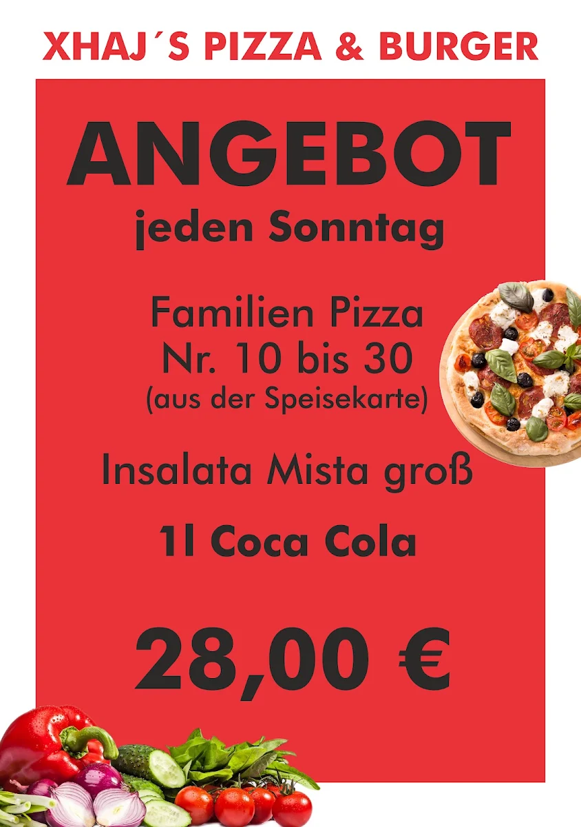 Speisekarte, Xhaj's Pizza & Burger