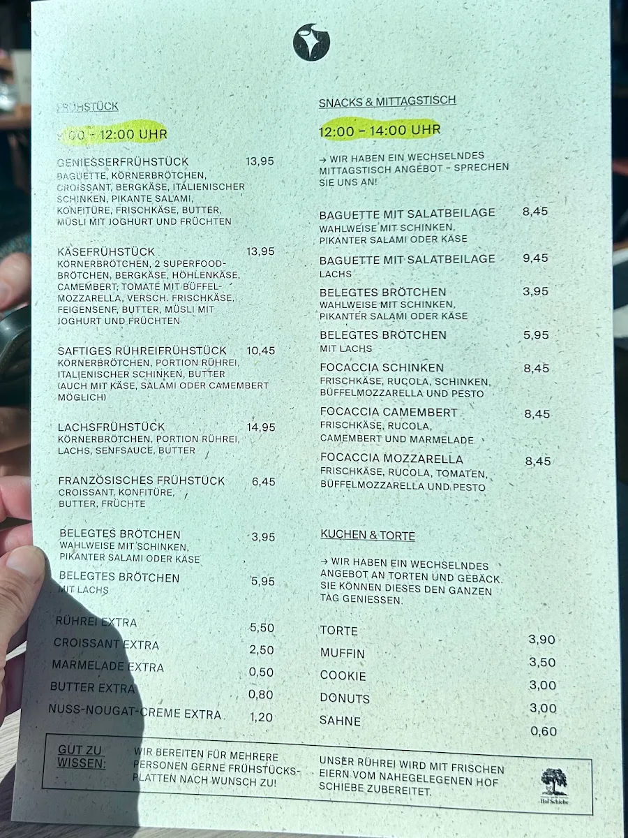 Speisekarte, Joliente Kaffeerösterei