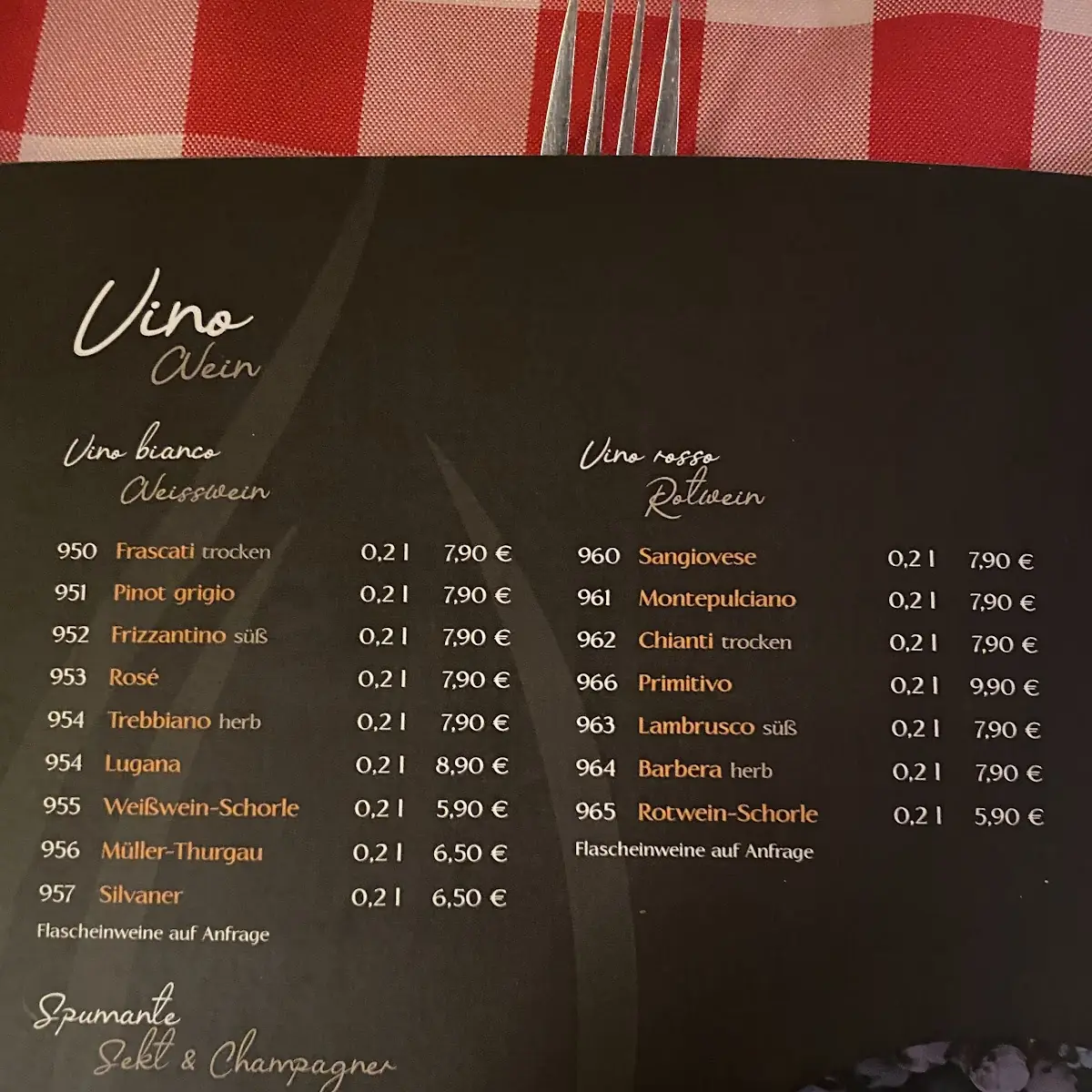 Speisekarte, Le Candele | Ristorante & Pizzeria Würzburg