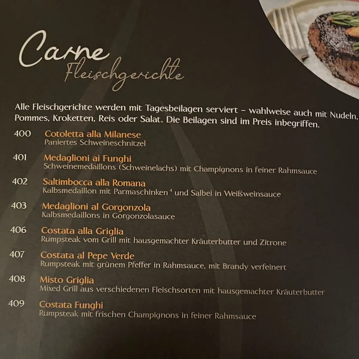 Speisekarte, Le Candele | Ristorante & Pizzeria Würzburg